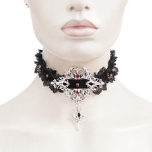 Load image into Gallery viewer, AS168 Gothic Lace velvet necklace with pendant