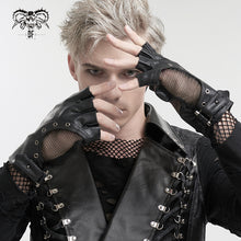 Load image into Gallery viewer, GE013 Punk metallic fitted short mesh half-finger gloves for women