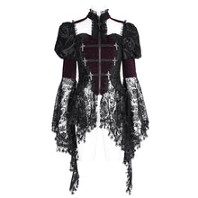 Load image into Gallery viewer, ECT01702 Black and red hollowed-out chest halter neck flared sleeves lace swallowtail coat