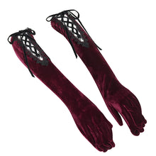 Load image into Gallery viewer, GE02502 Wine velvet strap gloves