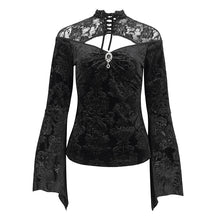 Load image into Gallery viewer, ETT03301 Lace stitching small stand collar long sleeve T-shirt