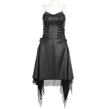 Load image into Gallery viewer, SKT192 Punk slightly shiny leather heart-shaped chain suspender dress