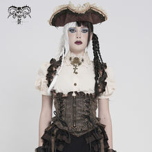Load image into Gallery viewer, WT10002 Whole-Garment Enzyme-Washed, Two-Tone Woven Steampunk Cropped Vest