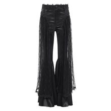 Load image into Gallery viewer, EPT018 Sexy women stage performance mesh Gothic mid-rise flared pants
