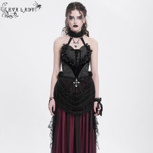 Load image into Gallery viewer, ECST00901 Black Heart Shaped Floral Gothic Corset