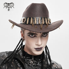Load image into Gallery viewer, AS266 Punk brown cowboy hat with spiked brim
