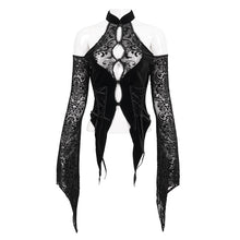 Load image into Gallery viewer, TT239 Inverted five-pointed star flocking strapless long sleeves T-shirt