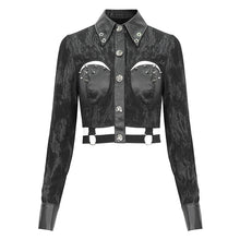 Load image into Gallery viewer, SHT107 Leather paneled rivets studded shirt