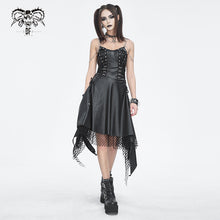 Load image into Gallery viewer, SKT192 Punk slightly shiny leather heart-shaped chain suspender dress