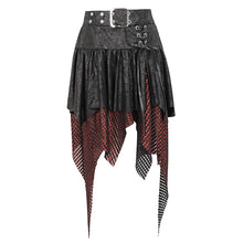 Load image into Gallery viewer, SKT18002 black and red a line Small skirt with irregular hem