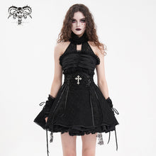 Load image into Gallery viewer, SKT21901 black lolita halterneck tunic dress