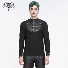 Load image into Gallery viewer, TT260 Punk knitted small stand collar men's T-shirt