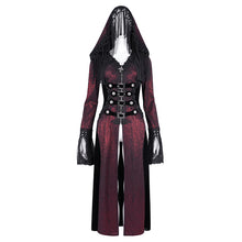 Load image into Gallery viewer, CT24702 Red Women Gothic long hooded long sleeve lace coat
