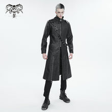 Load image into Gallery viewer, CT209 Cracked Faux Leather Men's Long Coat With Hanging Rivets studded bullet belt