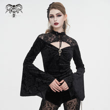 Load image into Gallery viewer, ETT03301 Lace stitching small stand collar long sleeve T-shirt