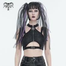 Load image into Gallery viewer, TT244 Computer wave pattern Knit Halter Short T-Shirt