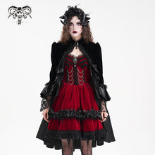 Load image into Gallery viewer, CT243 Reflective lace mesh stand collar gothic velvet women black jacket