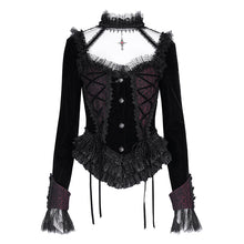 Load image into Gallery viewer, CT252 Gothic shiny material halter neck long sleeve short jacket for women