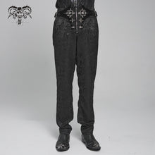 Load image into Gallery viewer, PT284 Gothic cashmere jacquard trousers with side buckles