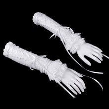 Load image into Gallery viewer, GE03702 Lolita White Rose Flower Mid-Length Ribbons Lace Gloves