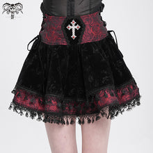 Load image into Gallery viewer, SKT23002 Black and red Summer Girls Gothic Rose Jacquard Skirts