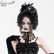 Load image into Gallery viewer, EAS022 Gothic long feather flower straw half hat