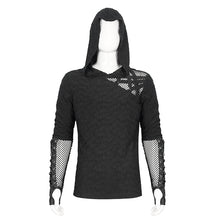 Load image into Gallery viewer, TT251 Punk wild grain knitted hooded men's T-shirt