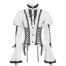 Load image into Gallery viewer, SHT14202 White Love-shaped Jacquard Gothic Blouse