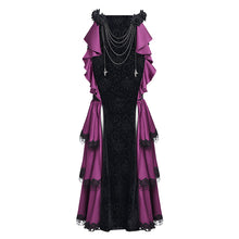 Load image into Gallery viewer, SKT23602 Black And Purple Gothic embossed velvet fishtail skirt