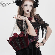 Load image into Gallery viewer, EAS04102 Wine Black Bat-Wing-Opening Velvet Handbag