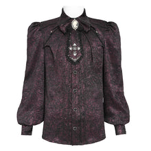 Load image into Gallery viewer, SHT15402 Wine Gothic Long-Sleeve Pleated Shirt with Bat-Wing Shoulder Flaps