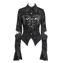 Load image into Gallery viewer, SHT143 Long-sleeved faux leather shirt with random lines patterns