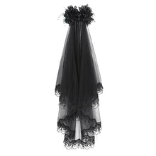 Load image into Gallery viewer, EAS016 Black beaded and diamond big flower veil