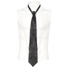 Load image into Gallery viewer, AS158 punk Asymmetric black leather tie with chain