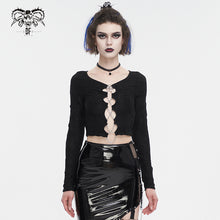 Load image into Gallery viewer, TT257 Women cutout long sleeves short T-shirt