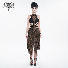 Load image into Gallery viewer, SKT09002 party Queen steampunk semilucent apricot hollow out sleeveless sexy ladies mesh dress