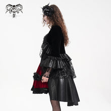 Load image into Gallery viewer, CT243 Reflective lace mesh stand collar gothic velvet women black jacket