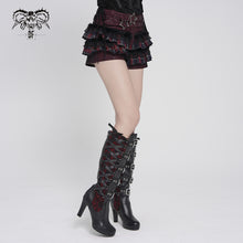 Load image into Gallery viewer, PT296 Punk Snake-Print Faux Leather Micro-Shorts with Flared Hem