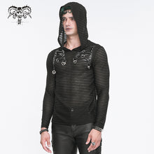 Load image into Gallery viewer, TT262 Punk striped knitted hooded T-shirt