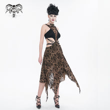 Load image into Gallery viewer, SKT09002 party Queen steampunk semilucent apricot hollow out sleeveless sexy ladies mesh dress