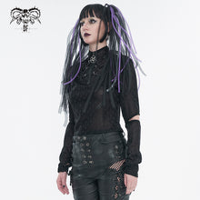 Load image into Gallery viewer, TT231 Cyberpunk black mesh Long Sleeve Women's T-Shirt