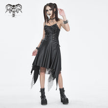 Load image into Gallery viewer, SKT192 Punk slightly shiny leather heart-shaped chain suspender dress
