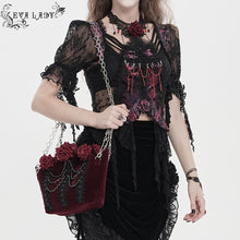 Load image into Gallery viewer, EAS04102 Wine Black Bat-Wing-Opening Velvet Handbag