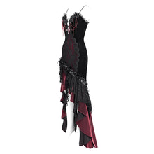 Load image into Gallery viewer, ESKT06302 Red Gothic fishtail dress with suspenders