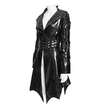 Load image into Gallery viewer, CT27601 Punk-Style Mid-Length Coat with Glossy Finish and Multiple Straps
