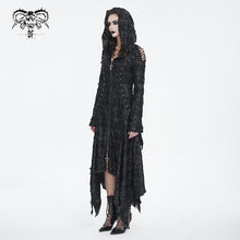 Load image into Gallery viewer, CT225 Dark tattered hooded knitted women's jacket