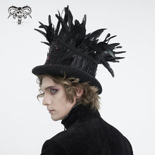 Load image into Gallery viewer, AS187 Gothic long feather top hat