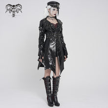 Load image into Gallery viewer, CT27601 Punk-Style Mid-Length Coat with Glossy Finish and Multiple Straps