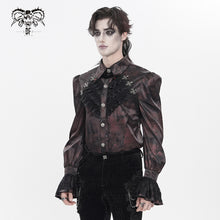 Load image into Gallery viewer, SHT15702 Wine Two-Tone Woven Long-Sleeve Gothic Shirt
