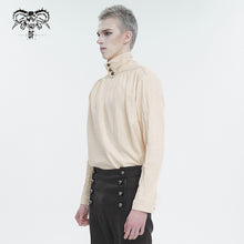 Load image into Gallery viewer, SHT101 Apricot Cotton Linen Jacquard Stand Collar Men's Shirt